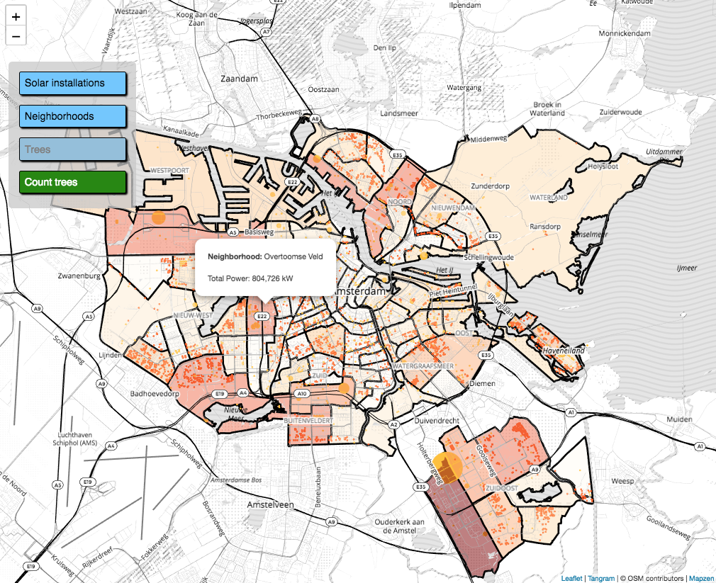 Finished Amsterdam solar panels and tree map