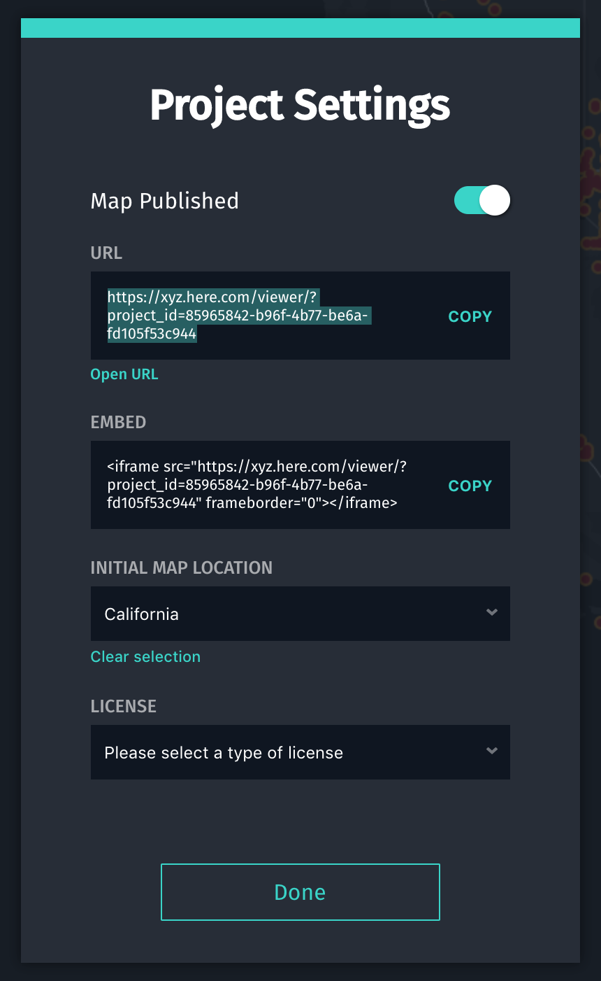 XYZ Studio Publish window